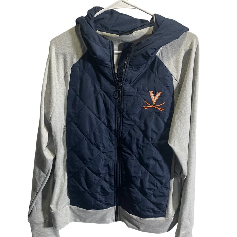 Colosseum‎ Womens XL Virgina Navy & Gray Quilted Full-Zip Hoodie Jacket